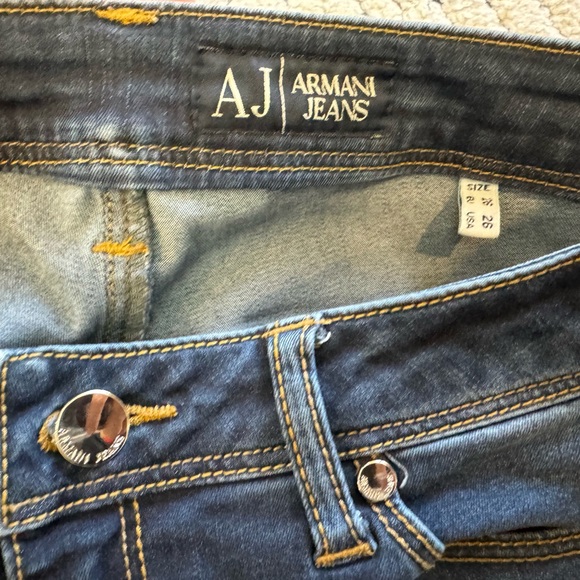 Armani Jeans Slim Ankle Zippers Moto Stretch Med Wash Skinny Zip Straight Leg 26 - Picture 5 of 5
